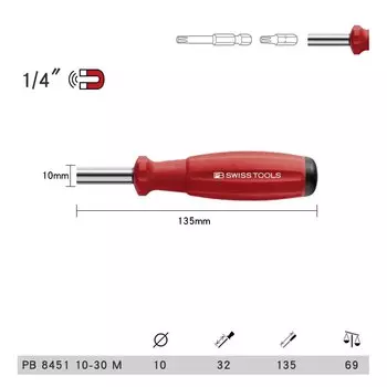ИНСТРУМЕНТЫ PB SWISS Магнитный держатель бит ESD Отвертки для работы в области защиты от электростатического разряда Комбинированная отвертка для удержания бит No 8451
