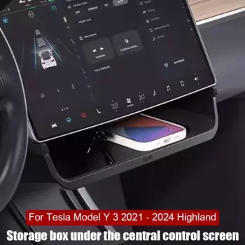 Магнитный ящик для хранения под экраном для Tesla 2021-2024, модель Y Highland, ящик для хранения, скрытая центральная консоль, Органайзер