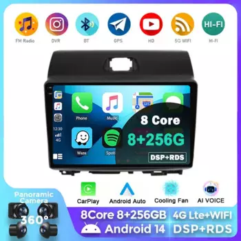 Магнитола 9 дюймов для Kia Ray 2011-2017, автомобильное радио, 4G, GPS, Wi-Fi, видео, мультимедийный плеер, DSP, IPS, Carplay +, автомобильное 8-ядерное, Android 14, головное устройство