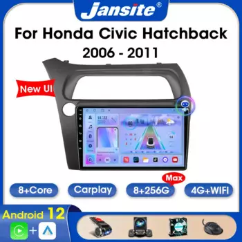 Магнитола Jansite для Honda Civic Hatchback 2006-2011, 2 Din, Android 12