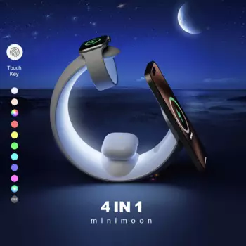 MagSafe Беспроводное зарядное устройство airpods Apple Watch Moon держатель для телефона ночник RGB спальня офис дом для iPhone Samsung iWatch