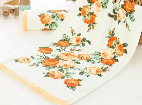 Махровое полотенце Home Hotel 100% хлопок с цветочным принтом