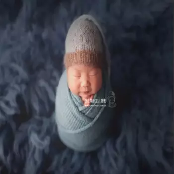 ; Майка для новорожденных; Комплект из Обёрточная бумага; Наряд для фотосессии для малышей Пеленальное Одеяло фон новорожденных стрейч вязать Обёрточная бумага реквизит для фото младенца с вязаным покрывалом