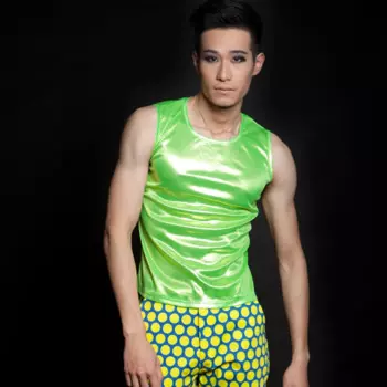 Майка мужская Светоотражающая, модная одежда для сцены певицы, флуоресцентный зеленый жилет, базовые костюмы, на лето