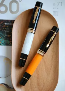 MAJOHN P139 Большая перьевая ручка с поршнем No 6/8 EF/F/M Перо Оранжевая смола Ручки с чернилами для письма Полный дизайн структуры медного поршня