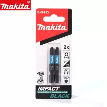 Makita E-08763 1/4 дюйма, черные ударные отвертки PH2, длина 50 мм, 2 шт., магнитная крестовая отвертка, детали, инструменты