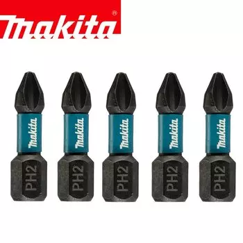 Оригинальный ударный бит Makita PH2 25 мм, электрическая отвертка высокой твердости, черная бита из быстрорежущей стали, 2-5 шт., аксессуары для электроинструментов