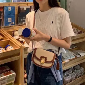 Маленькая группа контрастных цветов кросс-боди сумка ретро фоторемень для женщин