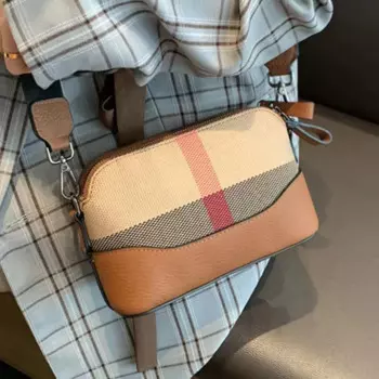 Маленькая кожаная квадратная сумка для женщин, модная повседневная сумка через плечо из воловьей кожи, 2024 г., Женская клетчатая сумка высокого качества