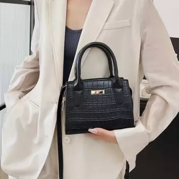 Маленькая Сумочка от известного бренда, Классическая Женская Ручная сумка, сумка через плечо из искусственной кожи с каменным узором, женская черная сумка на плечо, женская сумка
