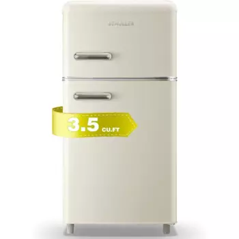 Маленький холодильник с морозильной камерой, 2-дверный мини-холодильник в стиле ретро с ручкой, компактный холодильник с морозильной камерой квартиры