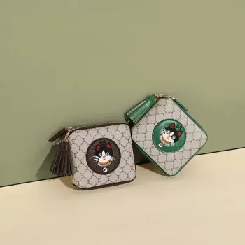 Маленький квадратный женский кошелек TOUTOU с милым рисунком кошки, оригинальный дизайнерский брендовый женский кошелек, модная сумка для карт