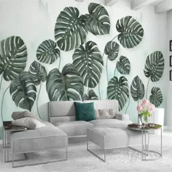 Маленький свежий фон для телевизора с зелеными листьями wellyu, фотообои