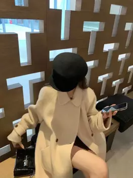 Маленькое очаровательное кашемировое пальто с кукольным воротником женское высококачественное шерстяное пальто А-образной формы