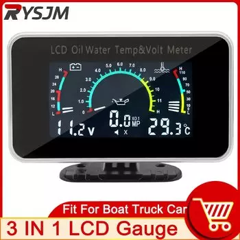 Манометр масла + датчик температуры воды + датчик напряжения 3 в 1, ЖК-манометр с датчиками давления 1/8 NPT, температура автомобиля, давление топлива