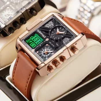 Mark Fairwhale повседневные электронные часы для мужчин модные крутые квадратные кварцевые наручные часы многофункциональные мужские часы с двойным дисплеем