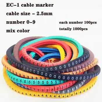 Маркеры кабеля ПВХ EC-0 EC-1 0-9