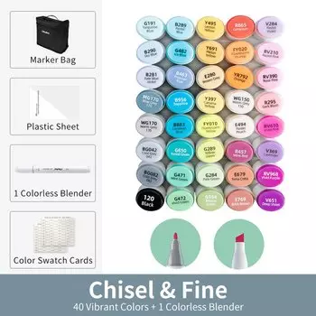 Маркеры Ohuhu Oahu 40 цветов