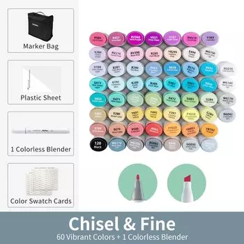 Маркеры Ohuhu Oahu 60 цветов