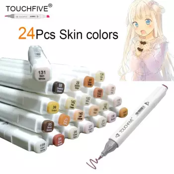 Маркеры TOUCHFIVE двусторонние на спиртовой основе, 24 цвета, для рисования скетчей, товары для рукоделия
