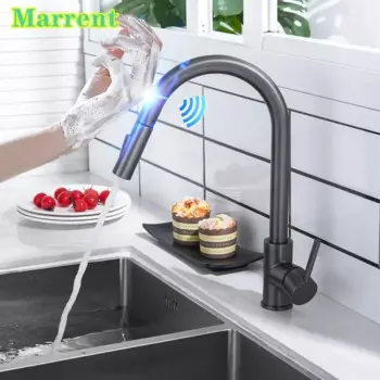 Marrent Smart Touch Кухонный смеситель из нержавеющей стали 304, выдвижной кухонный смеситель, умный сенсорный кухонный смеситель для воды