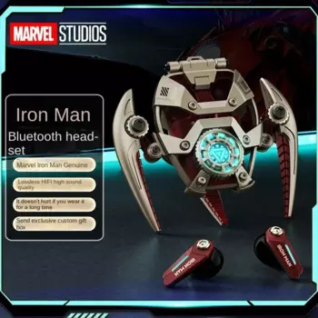 Marvel MR28 Iron Man Mecha Наушники с активным шумом Беспроводная Bluetooth-гарнитура Полувкладыши с шумоподавлением Игры Подарок для мальчиков