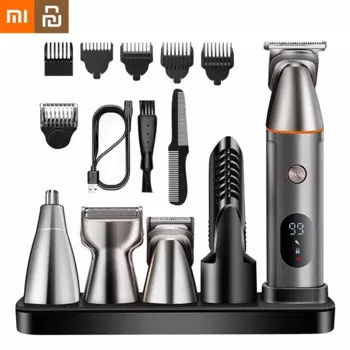 Машинка для стрижки волос Xiaomi Youpin 5 в 1, многофункциональная перезаряжаемая машинка для стрижки волос, Мужская машинка для стрижки волос, аксессуары для электрического парикмахера