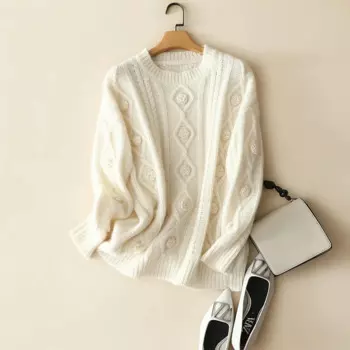 Masigoch 8ply Зимний вязаный крючком 100% кашемировый толстый свитер Женская мода крючком крупный джемпер