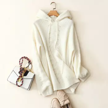 Masigoch осенне-зимний Новый Свободный джемпер с вырезами роскошный 7gg толстый вязаный 100% кашемировый свитер с капюшоном