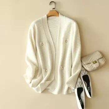 Masigoch зимняя французская новая модель 100% кашемировая открытая верхняя одежда женский плотный кардиган на пуговицах с длинным рукавом пальто