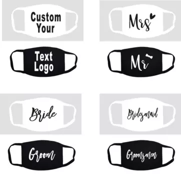 Маска для лица для свадьбы с парой невесты и жениха, моющаяся хлопковая маска для лица, индивидуальная Свадебная маска для лица для гостей, 2 шт.