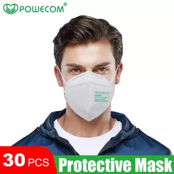 Маска Powecom KN95 Пылезащитная для лица, 95% фильтрация, мягкие и дышащие маски для лица, защитные маски для рта, 30 шт.