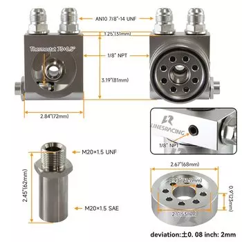 Масло Адаптер блока Kit, Термостатический Для Subaru BRZ Scion FR-S FA20 Turbo Engine Silver