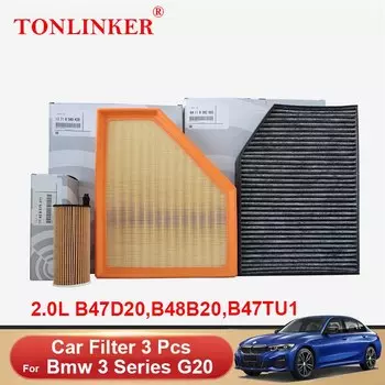 Масляный фильтр TONLINKER для салона Bmw 3 серии G20 318d 320d 318i 320i 330i/d M340i 2019 2020 2021 2022, автомобильные аксессуары