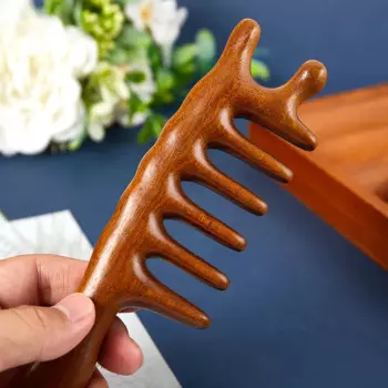 Массажная расческа для антенны с длинной ручкой, массажная расческа из сандалового дерева, Антистатическая гладкая расческа для волос