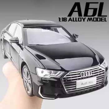 Масштаб 1:18 AUDI A6L, модель игрушечного автомобиля, литой под давлением сплав, 6-дверный открытый звук, свет, откатные модели транспортных средств для мальчиков, коллекция подарков