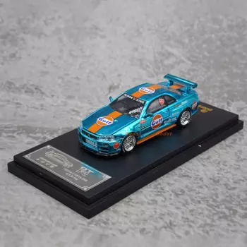 Масштаб 1:64, литой под давлением сплав Nissan GTR R34, игрушки, модель автомобиля, классические подарки для взрослых, сувенирная коллекция, статический дисплей, настольное украшение