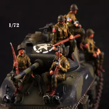 Масштабная модель 1/72, американская 5 шт., танк, доспехи, солдаты, 5 солдат, экшн-фигурка, игрушка, сделай сам, аксессуар для сцены, коллекция кукол, подарочный дисплей