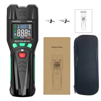 MASTFUYI FY886B Индуктивный измеритель влажности древесины, гигрометр, бесконтактный детектор влажности древесины, настенный детектор, неразрушающий тестер влажности