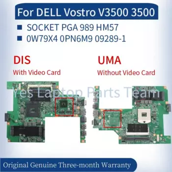 Материнская плата 0W79X4 0PN6M9 09289-1 для ноутбука DELL Vostro V3500 3500, 056TK2 стандартная розетка PGA 989 HM57 DDR3, материнская плата для ноутбука