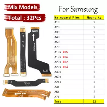 Материнская плата 32 шт., плата с гибким кабелем для Samsung A10, A20, A30, A40, A50, A70, A31, A51, A71, A10s, A20s, A30s, A50s, A21s
