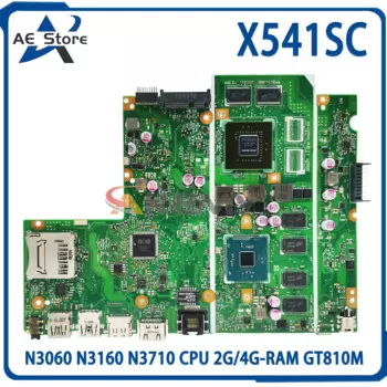 Материнская плата AE X541SC для ноутбука ASUS X541S A541SC F541SC D541SC R541SC, материнская плата N3060 N3160 N3710 CPU 2G/4G-RAM GT810M