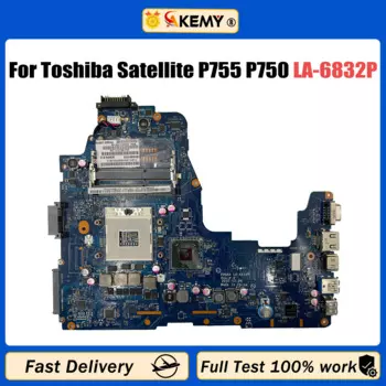 Материнская плата AKEMY для ноутбука Toshiba Satellite P755 P750 A665 A660, материнская плата PHQAA LA-6832P, материнская плата HM65 DDR3