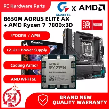 Материнская плата AMD Ryzen 7 7800x3d + GIGABYTE B650M AORUS ELITE AX, двухканальная материнская плата MAX-128 ГБ с памятью Wi-Fi B650, материнская плата