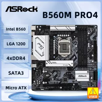 Материнская плата ASRock B560M PRO4 с поддержкой i5-11600K i9-10900F i5-10400F G6605 i5-11400F, процессор LGA 1200, Intel B560 DDR3 M.2 Micro ATX