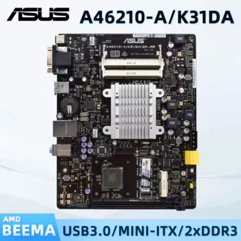 Материнская плата ASUS A46210-A/K31DA/DP_MB 2x DIMM Max. 8GB DDR3 Mini-ITX, встроенный процессор, чипсет AMD, б/у материнская плата