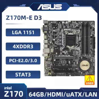 Материнская плата ASUS D3 Intel Z170 LGA 1151, поддержка Core G4400 M.2 Micro ATX