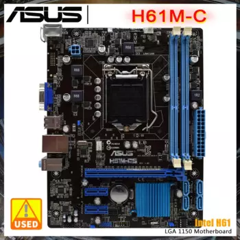 Материнская плата ASUS H61M-C LGA1155 LGA 1155 Материнская плата DDR3 Intel H61 16 ГБ USB 2,0 SATA III Micro ATX для Core i3-2130.