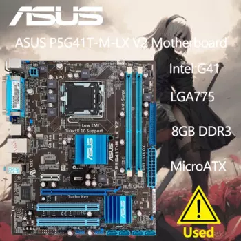 Материнская плата ASUS P5G41T-M-LX V2 Intel G41 LGA 775 Micro ATX VGA DDR3 1333 8 Гб SATA2 IDE USB2.0
