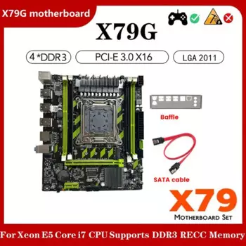 Материнская плата AU05 -X79G + кабель SATA + рамка LGA2011 4XDDR3 RECC слот M.2 NVME PCI-E X16 6XUSB2.0 SATA3.0 материнская плата для серверов
